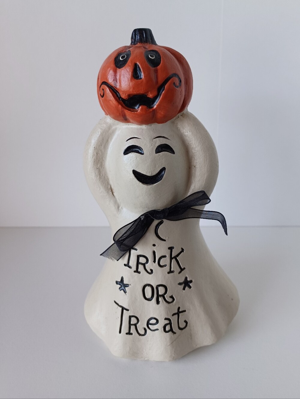 Ghost With Pumpkin Trick Or Treat Writing Decor Piece Halloween Decorations